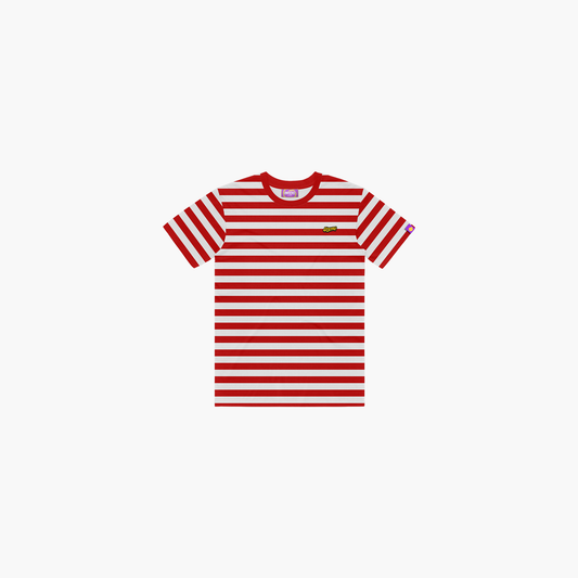 Shroomz Text Logo on Stripes (RED)