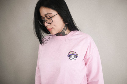 Shroomz Logo Warp embroid sweatshirts (PINK)