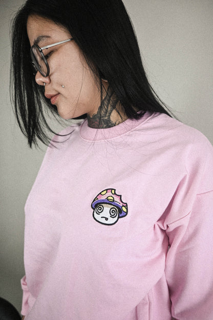 Shroomz Logo Warp embroid sweatshirts (PINK)