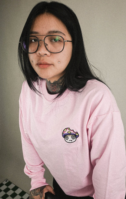 Shroomz Logo Warp embroid sweatshirts (PINK)