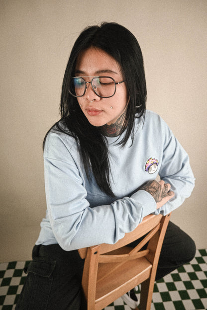 Shroomz Logo Warp embroid sweatshirts (BLUE)