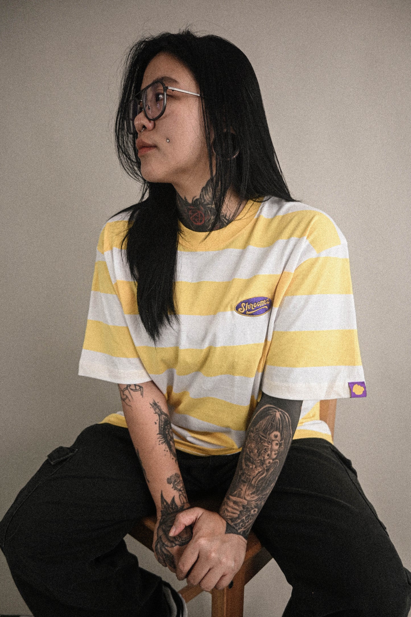 Shroomz Elipse Logo on Stripes (YELLOW)