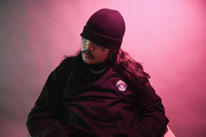 Shroomz Logo Warp embroid sweatshirts (BLACK)