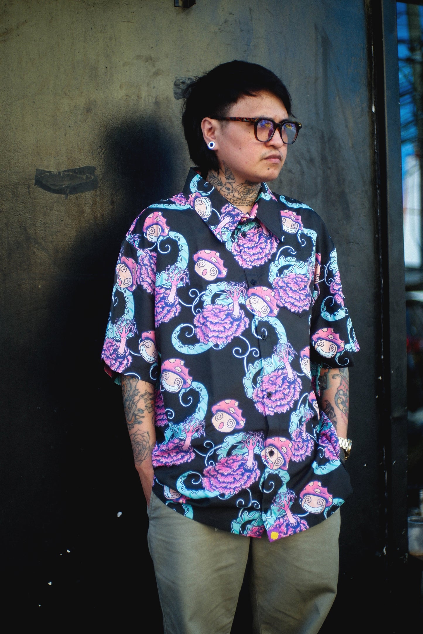 Shroomz Polo button down Champignon design