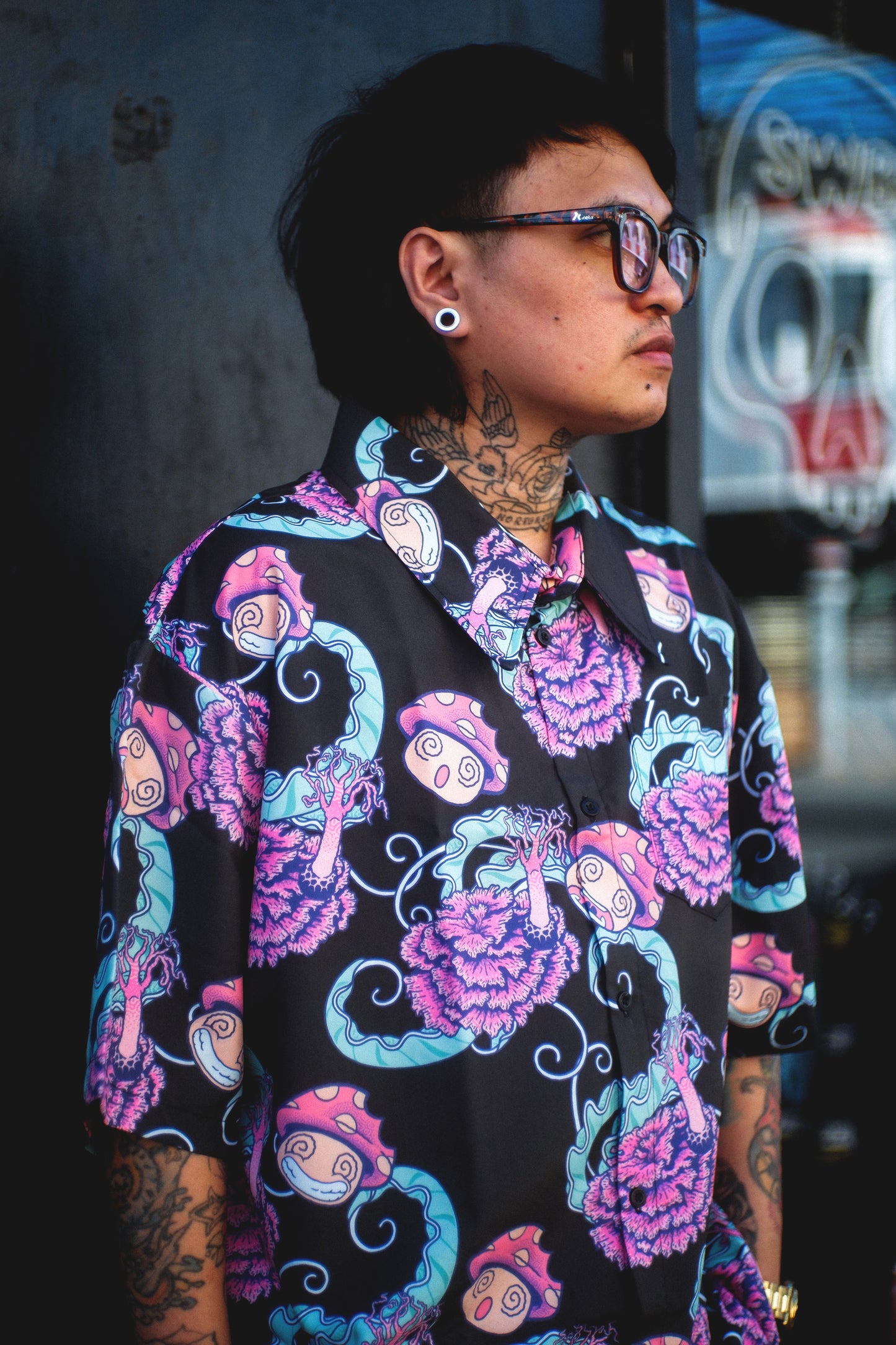 Shroomz Polo button down Champignon design