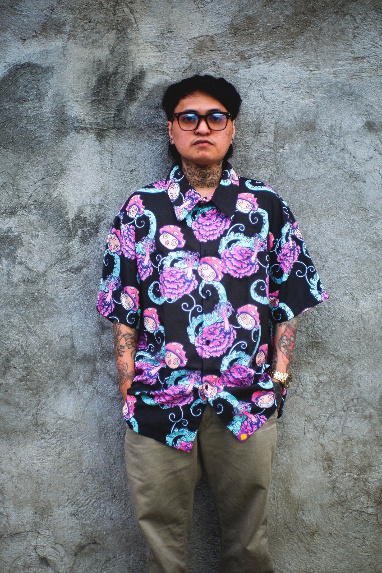 Shroomz Polo button down Champignon design