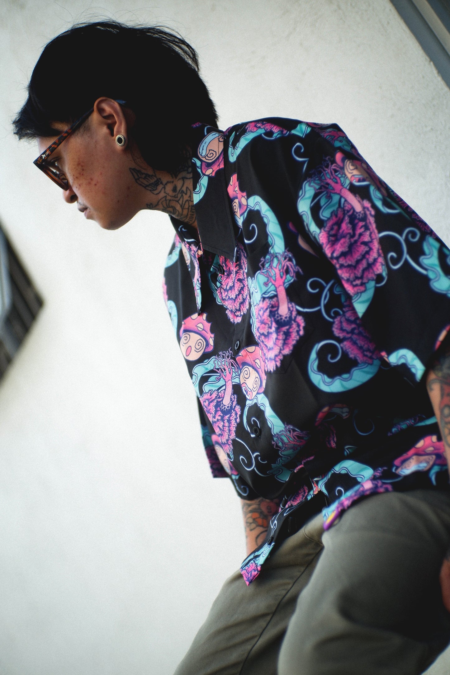 Shroomz Polo button down Champignon design