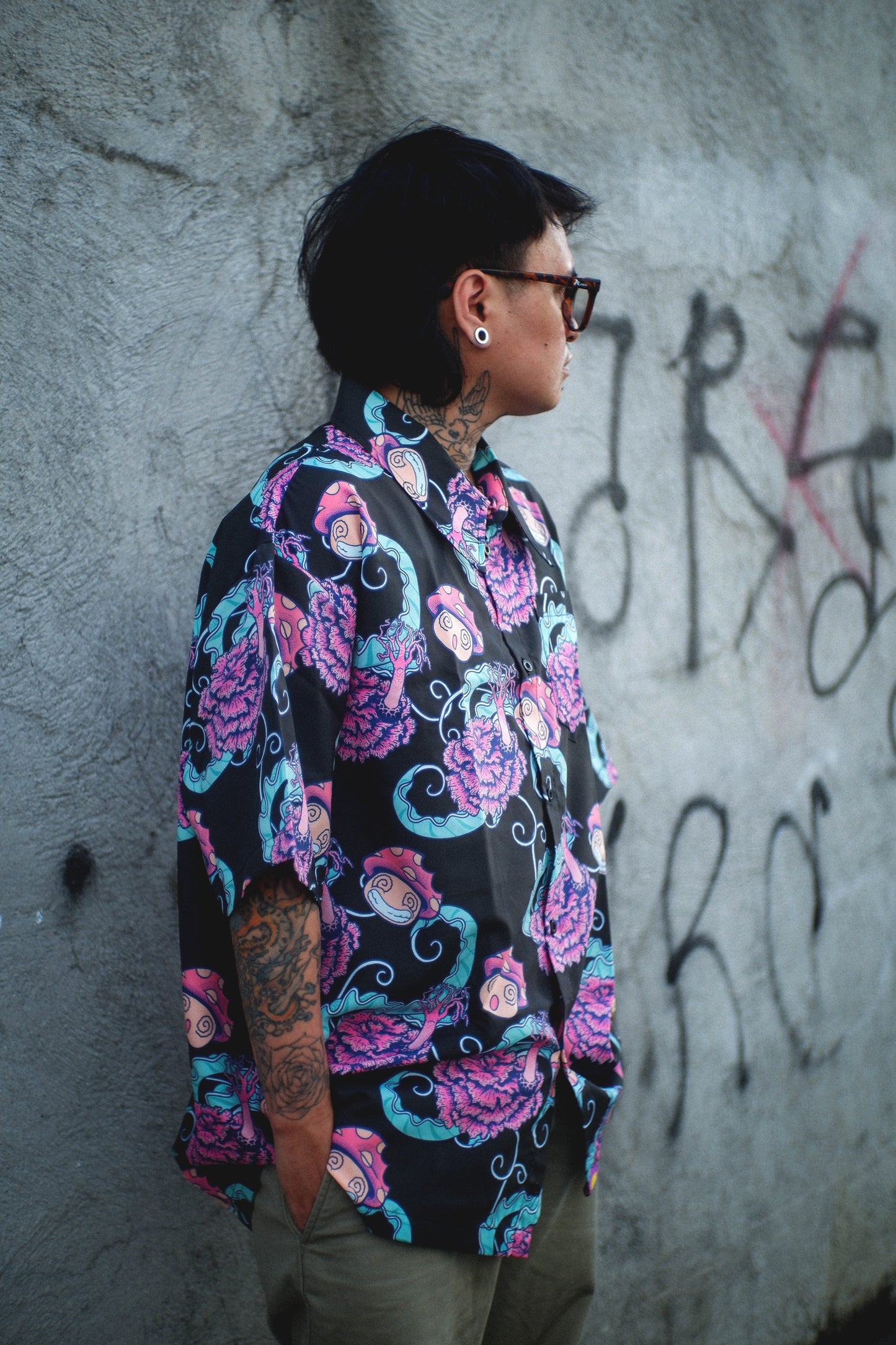 Shroomz Polo button down Champignon design