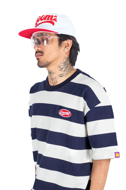 Shroomz Elipse Logo on Stripes (NAVY BLUE)