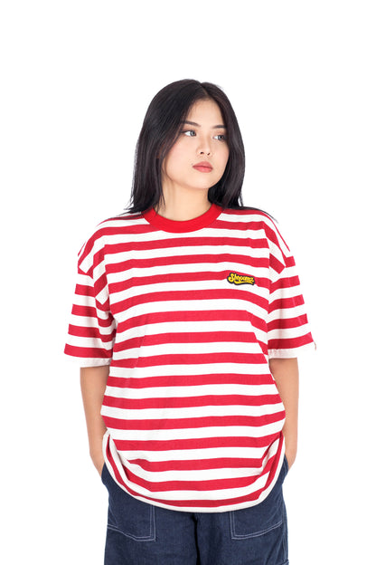 Shroomz Text Logo on Stripes (RED)