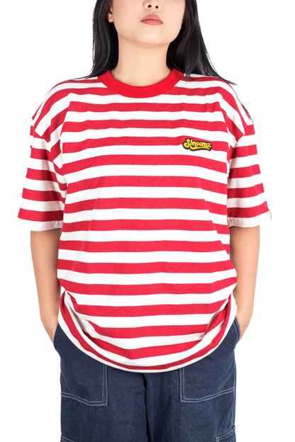 Shroomz Text Logo on Stripes (RED)