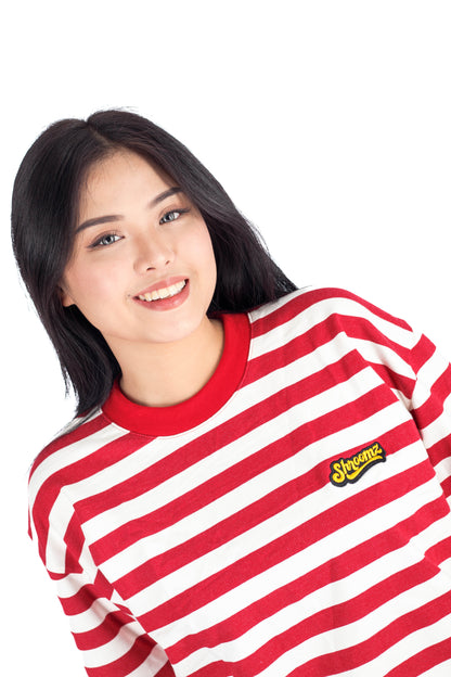 Shroomz Text Logo on Stripes (RED)