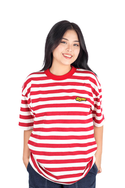 Shroomz Text Logo on Stripes (RED)