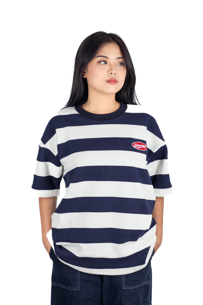 Shroomz Elipse Logo on Stripes (NAVY BLUE)