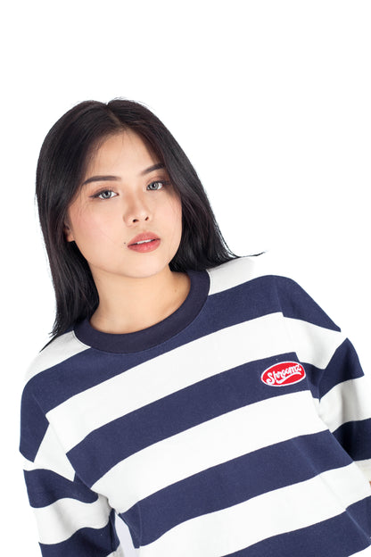 Shroomz Elipse Logo on Stripes (NAVY BLUE)