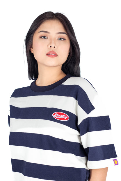 Shroomz Elipse Logo on Stripes (NAVY BLUE)
