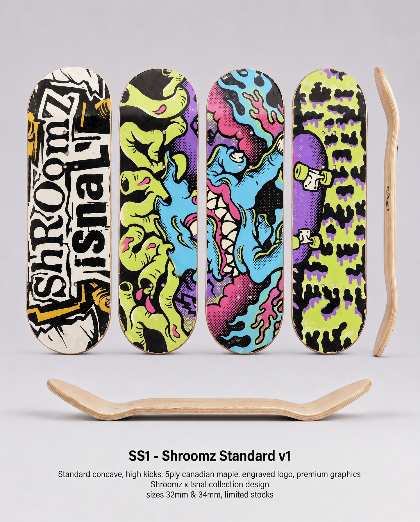 Shroomz x Isnal Fingerboard designs