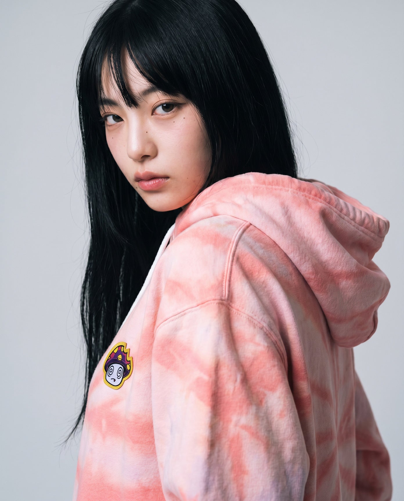 Shroomz Logo Patched Tie dye Hoodie (PINK)