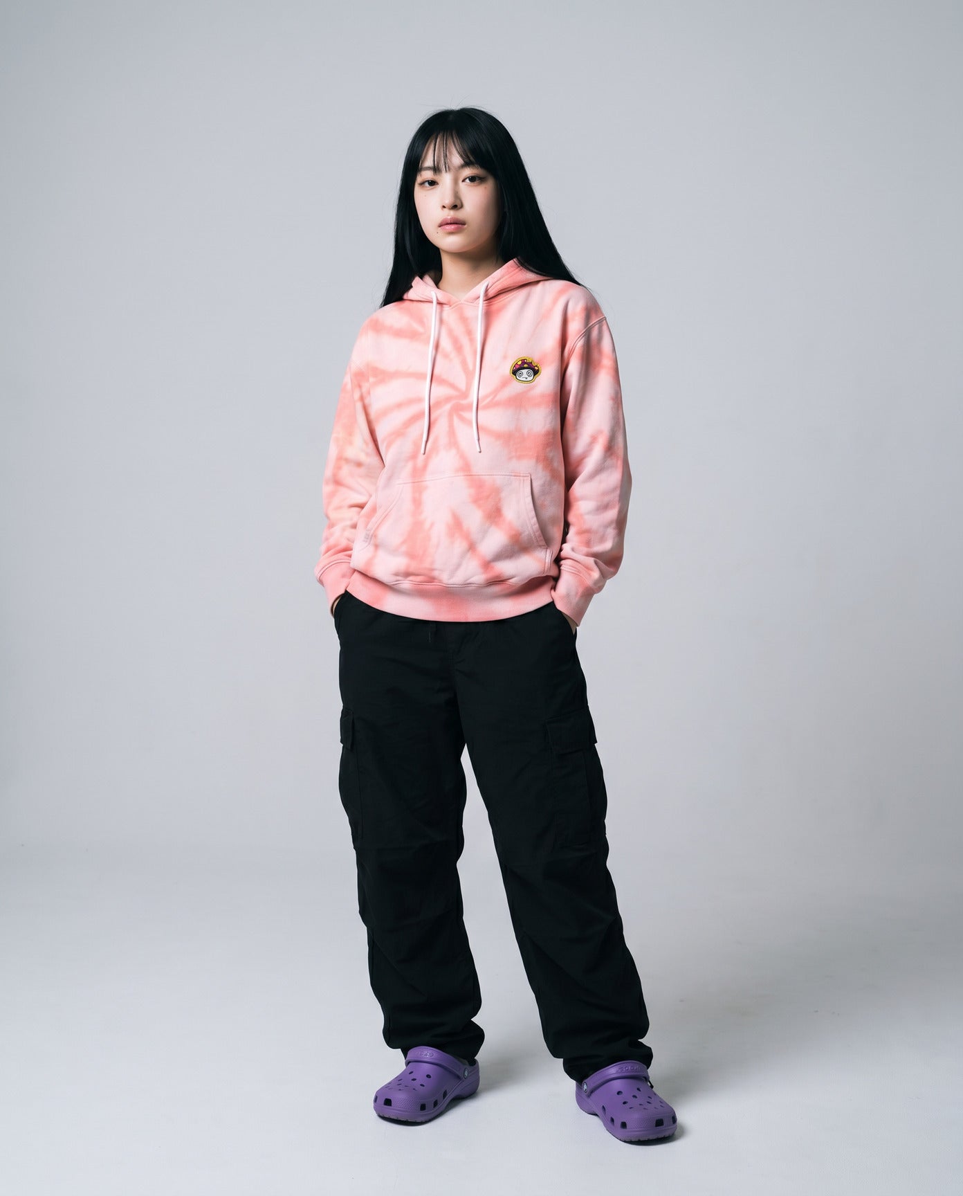 Shroomz Logo Patched Tie dye Hoodie (PINK)
