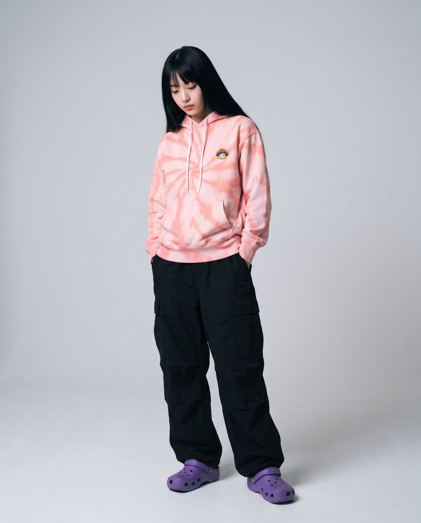 Shroomz Logo Patched Tie dye Hoodie (PINK)