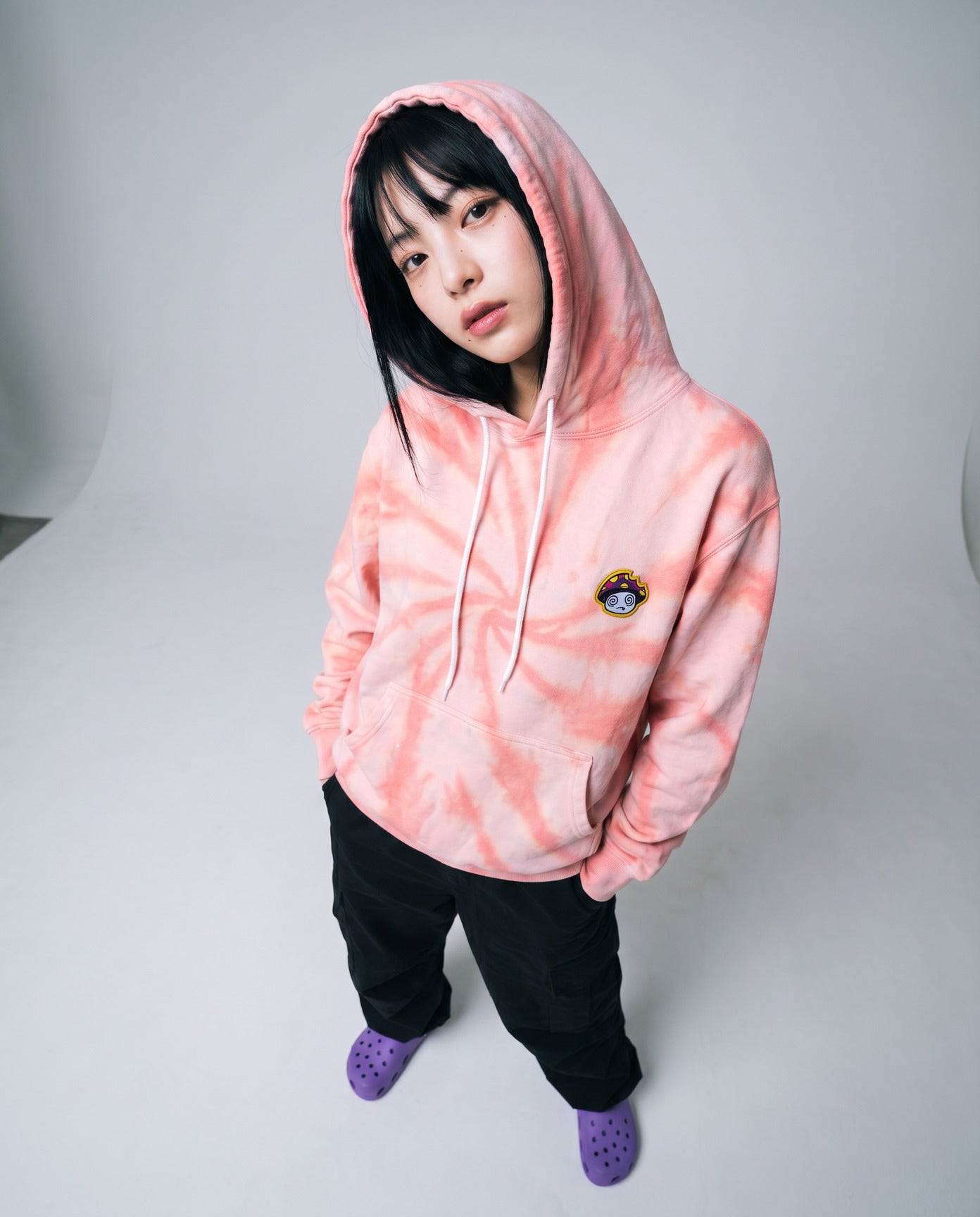 Shroomz Logo Patched Tie dye Hoodie (PINK)
